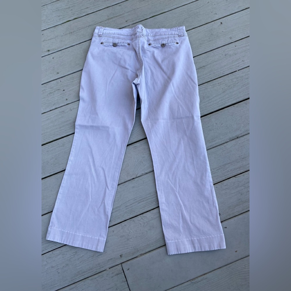 Bandolinoblu - Woman’s cream color straight leg high rise pants, Size: 14